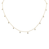 .33ct G SI 14K Yellow Gold Blue Sapphire Gemstone Dangling Pendant Necklace 18" Long