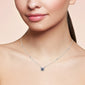 <span style="color:purple">SPECIAL!</span> .18ct G SI 14K White Gold Diamond Blue Sapphire Gemstone & Diamond Pendant Necklace