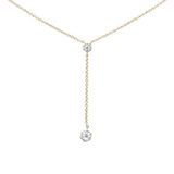 .15ct G SI 14K Yellow Gold Diamond Lariat Drop Pendant Necklace 16-18"