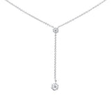 .15ct G SI 14K White Gold Diamond Drop Lariat Pendant Necklace 16-18"