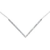 .23ct G SI 14K White Gold Diamond WIDE V shaped Style Pendant Necklace 18"
