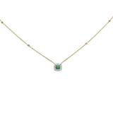 .14ct G SI 14K Yellow Gold Diamond & Emerald Gemstone Pendant Necklace 18"