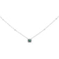 .14ct G SI 14K White Gold Diamond Cushion Shaped Emerald & Diamond Pendant Necklace 18" Long