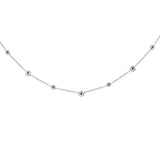 .07cts G SI 14K White Gold Blue Sapphire Gemstone By the Yard Pendant Necklace 18" Chain