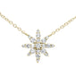 <span style="color:purple">SPECIAL!</span> .28ct G SI 14K Yellow Gold Diamond Starburst Pendant Necklace 16-18"