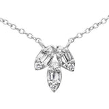 .21ct G SI 14K White Gold Round & Baguette Diamond Pendant Necklace 16-18"