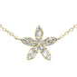<span style="color:purple">SPECIAL!</span> .23ct G SI 14K Yellow Gold Round & Baguette Diamond Flower Pendant Necklace 16-18"