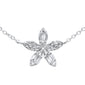 <span style="color:purple">SPECIAL!</span> .23ct G SI 14K White Gold Round & Baguette Diamond Flower Pendant Necklace 16-18"
