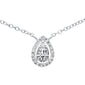 .15ct G SI 14K White Gold Pear Shaped Round & Baguette Diamond Pendant Necklace 16-18"