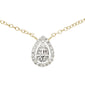 .13ct G SI 14K Yellow Gold Pear Shaped Round & Baguette Diamond Pendant Necklace 16-18"