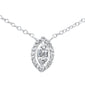<span style="color:purple">SPECIAL!</span> .10ct G SI 14K White Gold Marquee Shaped Round & Baguette Diamond Pendant Necklace 18"