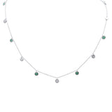 .22ct G SI 14K White Gold Emerald Gemstones Pendant Necklace 18" Long