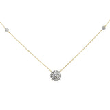 .46ct G SI 14K Yellow Gold Diamond Filligree Style Solitaire Pendant Necklace 20"