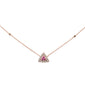 .19ct G SI 14K Rose Gold Triangle Shaped Diamond & Ruby Gemstone Pendant Necklace 18"