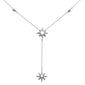 <span style="color:purple">SPECIAL!</span>.41ct G SI 14K White Gold Diamond Starburst Lariat Pendant Necklace 16+2" Ext