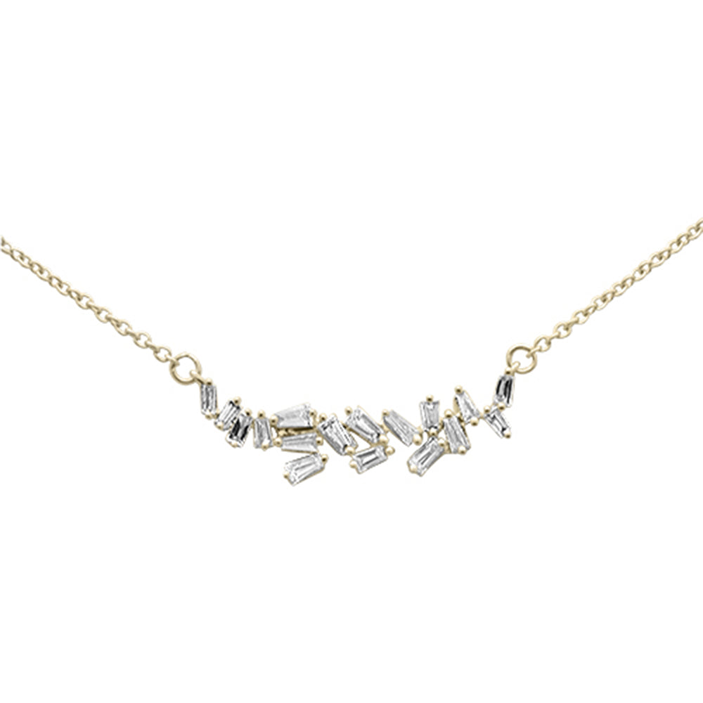 .21ct G SI 14K Yellow Gold Baguette Diamond Pendant Necklace 18"