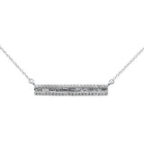 .40ct G SI 14K White Gold Diamond Round & Baguette Bar Pendant Necklace 18" Long