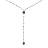 .07ct G SI 14K White Gold Ruby Gemstone Drop Necklace Pendant 16+2" Ext.