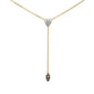 .13ct G SI 14K Yellow Gold Diamond & Blue Sapphire Gemstone Drop Pendant Necklace 18" Long