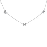 .15ct G SI 14K White Gold Diamond Butterfly Pendant Necklace 14+2"