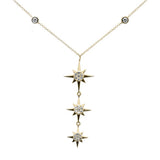 .33ct G SI 14K Yellow Gold Diamond Starburst Pendant Necklace 16+2" Ext