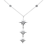 <span style="color:purple">SPECIAL!</span>.34ct G SI 14K White Gold Diamond Starburst Pendant Necklace 16+2" Ext