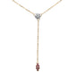.12ct G SI 14K Yellow Gold Diamond & Ruby Gemstone Lariat Pendant Necklace 18" Long