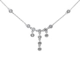 .47ct G SI 14K White Gold Round Diamond Drop Dangle Pendant Necklace 16+2"