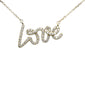 <span style="color:purple">SPECIAL!</span>.24ct G SI 14K Yellow Gold Diamond "Love" Script Pendant Necklace 18" Long