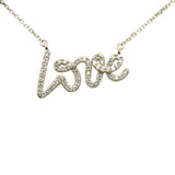 <span style="color:purple">SPECIAL!</span>.24ct G SI 14K Yellow Gold Diamond "Love" Script Pendant Necklace 18" Long