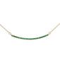 .15cts G SI 14K Yellow Gold Natural Emerald Gemstone Bar Pendant 18" Long