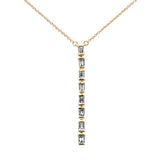 .28ct G SI 14K Yellow Gold Baguette Diamond Drop Line Pendant Necklace 18" Long