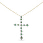 .09ct G SI 14K Yellow Gold Emerald Gemstone Cross Charm Pendant Necklace 18" Long