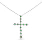 <span>GEMSTONE CLOSEOUT </span>! .07ct G SI 14K White Gold Emerald Gemstone Cross Charm Pendant Necklace 18" Long