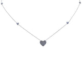 .66ct G SI 14K White Gold Blue Sapphire Gemstone Heart Pendant Necklace 18"