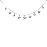 <span>DIAMOND CLOSEOUT! </span>.29ct G SI 14K White Gold Diamond Stars Pendant Necklace 16+2" Ext.