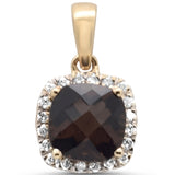 <span>GEMSTONE  CLOSEOUT! </span>1.00ct G SI 14K Yellow Gold Diamond & Cushion Smokey Topaz Gemstone Pendant