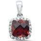 <span>GEMSTONE  CLOSEOUT! </span>1.33ct G SI 14K White Gold Diamond & Cushion Garnet Gemstone Pendant