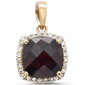 <span>GEMSTONE  CLOSEOUT! </span>2.94ct G SI 14K Yellow Gold Diamond & Cushion Garnet Gemstone Pendant