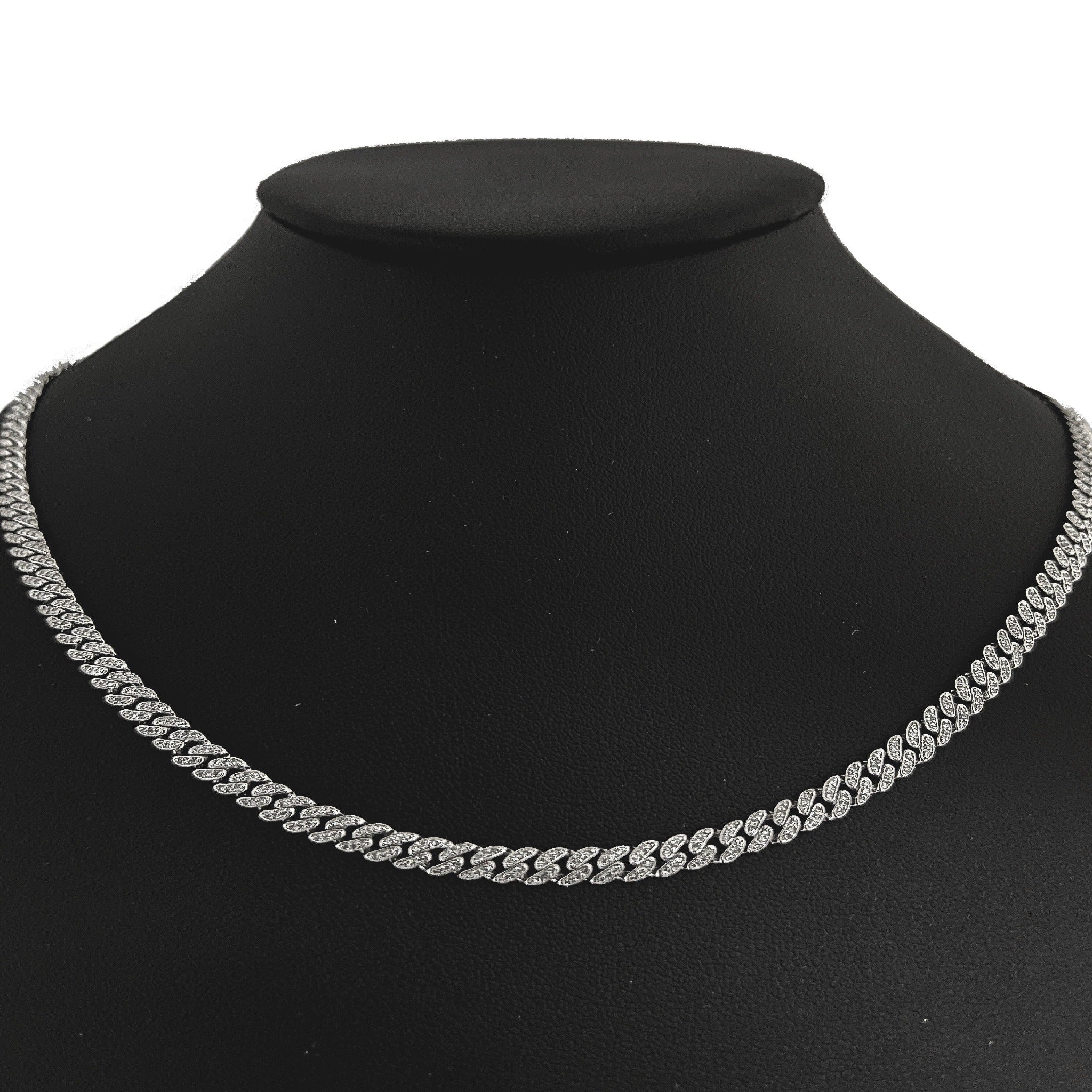 <span style="color:purple">SPECIAL!</span> 4mm 2.18ct G SI 14k White Gold Round Diamond Cuban Necklace 22"