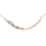 .15ct G SI 14K Yellow Gold Diamond Curve Bar Pendant Necklace 18" Long