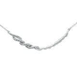 .15ct G SI 14K White Gold Diamond Curve Bar Pendant Necklace 18" Long