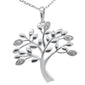 <span style="color:purple">SPECIAL!</span> .05ct G SI 14K White Gold Diamond Olive Tree Pendant Necklace 18" Long