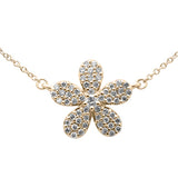 .27ct G SI 14K Yellow Gold Diamond Flower Pendant Necklace 18" Long