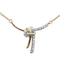 .10ct G SI 14K Yellow Gold Diamond Ribbon Pendant Necklace 18" Long
