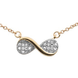 .05ct G SI 14K Yellow Gold Diamond Infinity Style Pendant Necklace 18" Long
