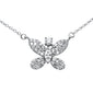 <span style="color:purple">SPECIAL!</span> .37ct G SI 14K White Gold Diamond Butterfly Pendant Necklace 18" Long