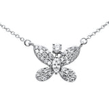 .37ct G SI 14K White Gold Diamond Butterfly Pendant Necklace 18" Long
