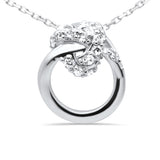 .22ct G SI 14K White Gold Diamond Knot Style Necklace Pendant 18" Long Chain
