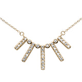 .24ct G SI 14K Yellow Gold Diamond Crown Bar Pendant Necklace 18" Long